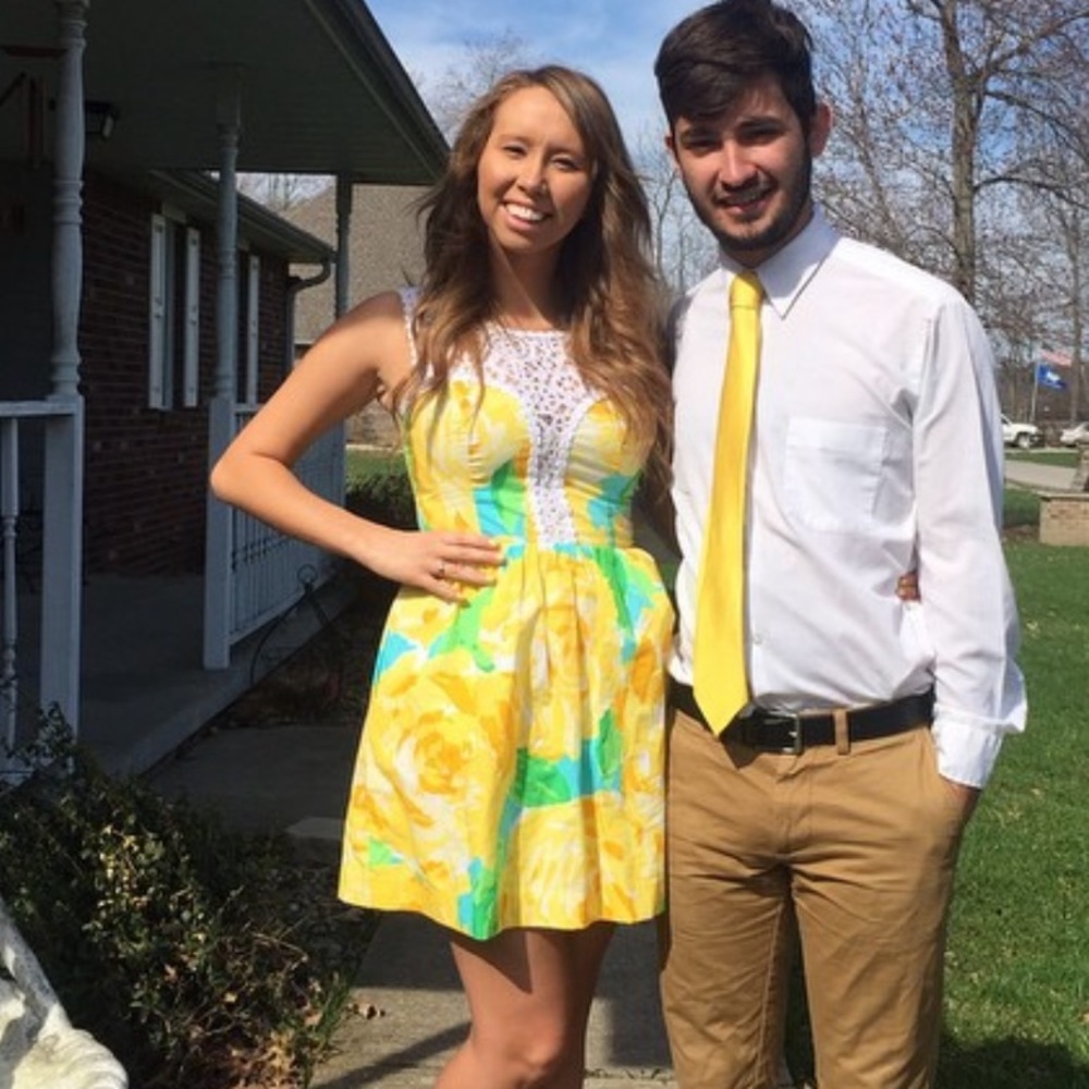 Lilly Pulitzer Raegan first impressions dress sun glow yellow